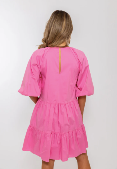 Bow Poplin Dress - Bubblegum