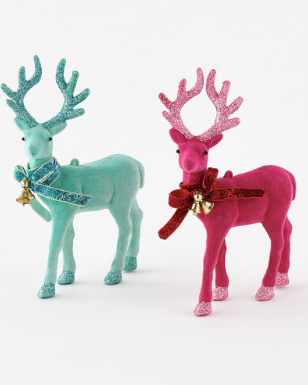 9" Flocked Deer - Pink