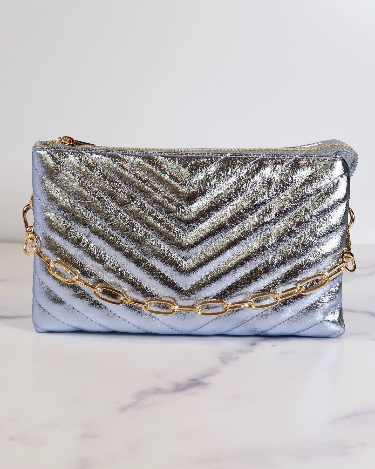 Sherman Quilted Crossbody METALLIC DENIM