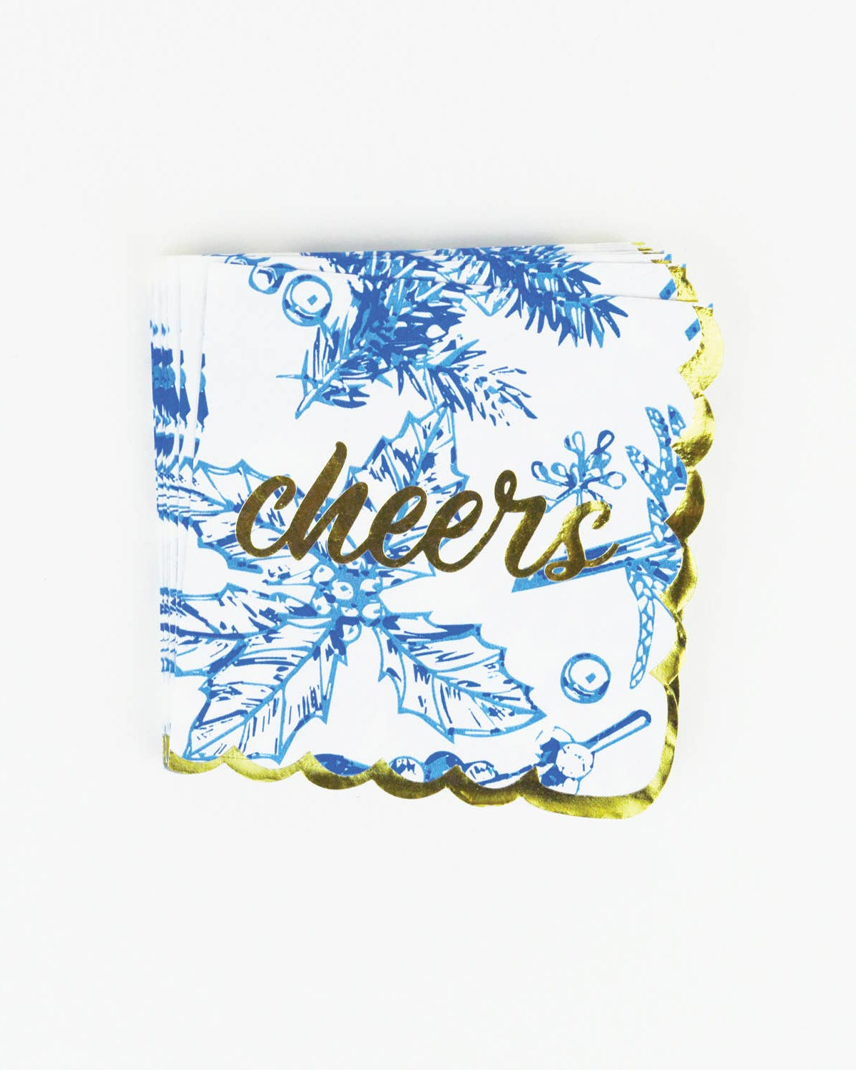 Blue Foliage Paper Beverage Napkin Packs