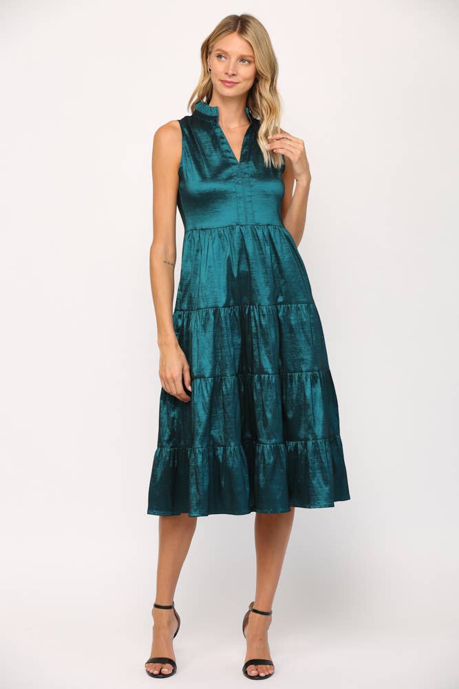 SLEEVELESS RUFFLE DRESS