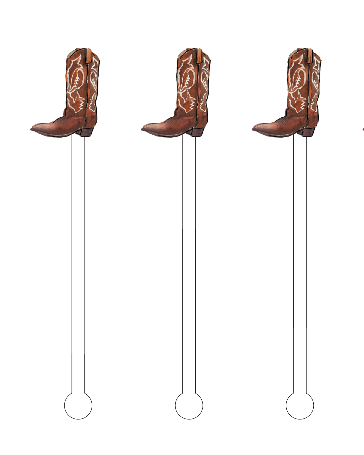 COWBOY BOOT ACRYLIC STIR STICKS