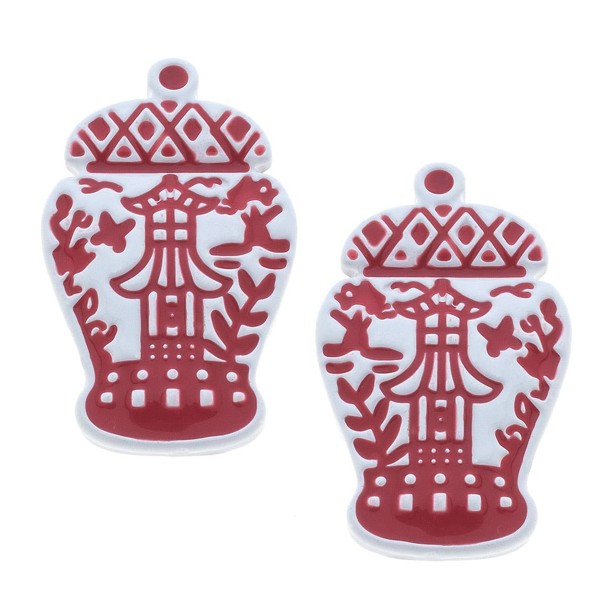 Aubree Enamel Pagoda Ginger Jar Stud Earrings