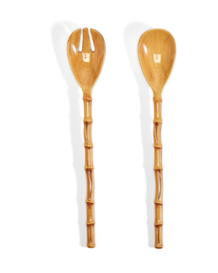 Set of 2 Bamboo Touch Accent Salad Servers (hand wash only) - 100% Melamine