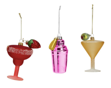 COCKTAIL HOUR 24 PC ORNAMENT WITH GLASS CHARM