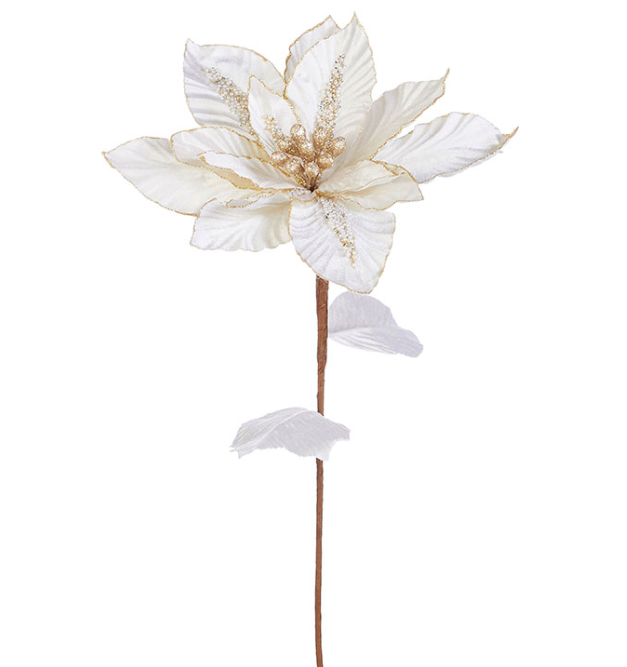 26" Jeweled Poinsettia Stem
