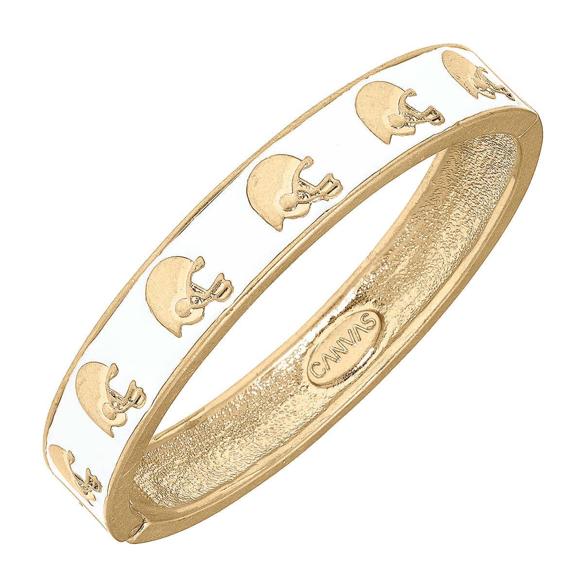Game Day Enamel Football Helmet Hinge Bangle in White