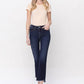 PLUS HIGH RISE STEP RAW HEM CROP FLARE JEANS