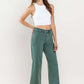 HIGH RISE CROP WIDE LEG JEANS - Mallard Green