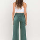 HIGH RISE CROP WIDE LEG JEANS - Mallard Green