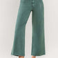 HIGH RISE CROP WIDE LEG JEANS - Mallard Green