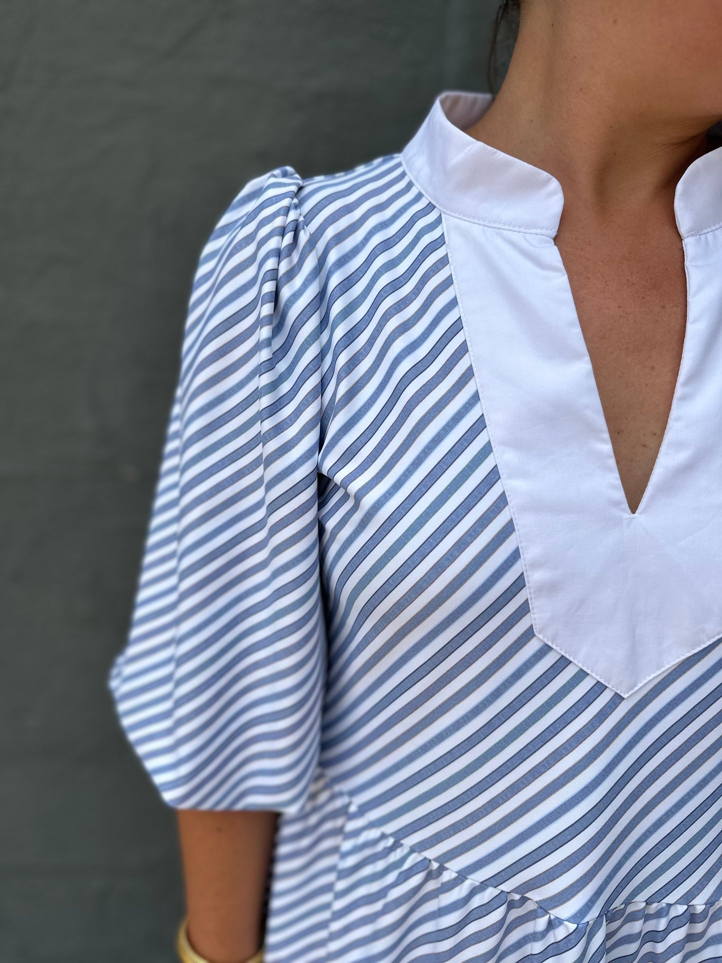 The Tory Dress - Chambray Stripe