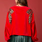 Christmas Bow Sequins Embroidery Sweatshirt