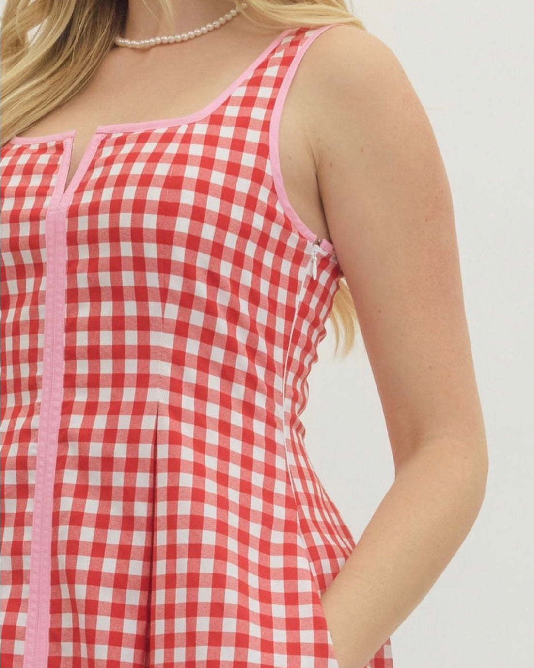 Red Gingham Dress with Pink Contrast Trim Small Red Gingham Dress with Pink Contrast Trim Small
