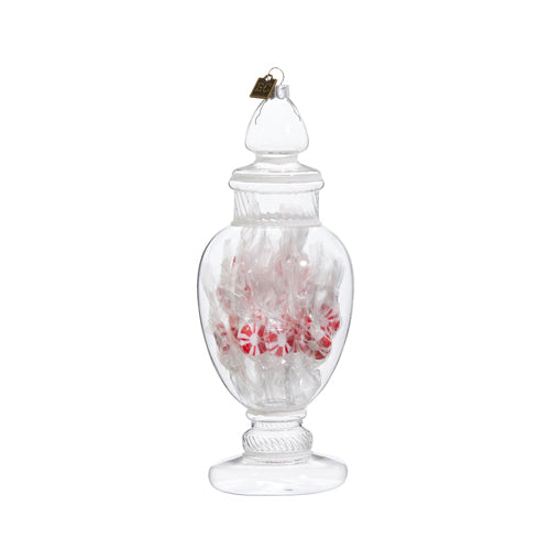 8.25" LARGE PEPPERMINT CANDY JAR ORNAMENT