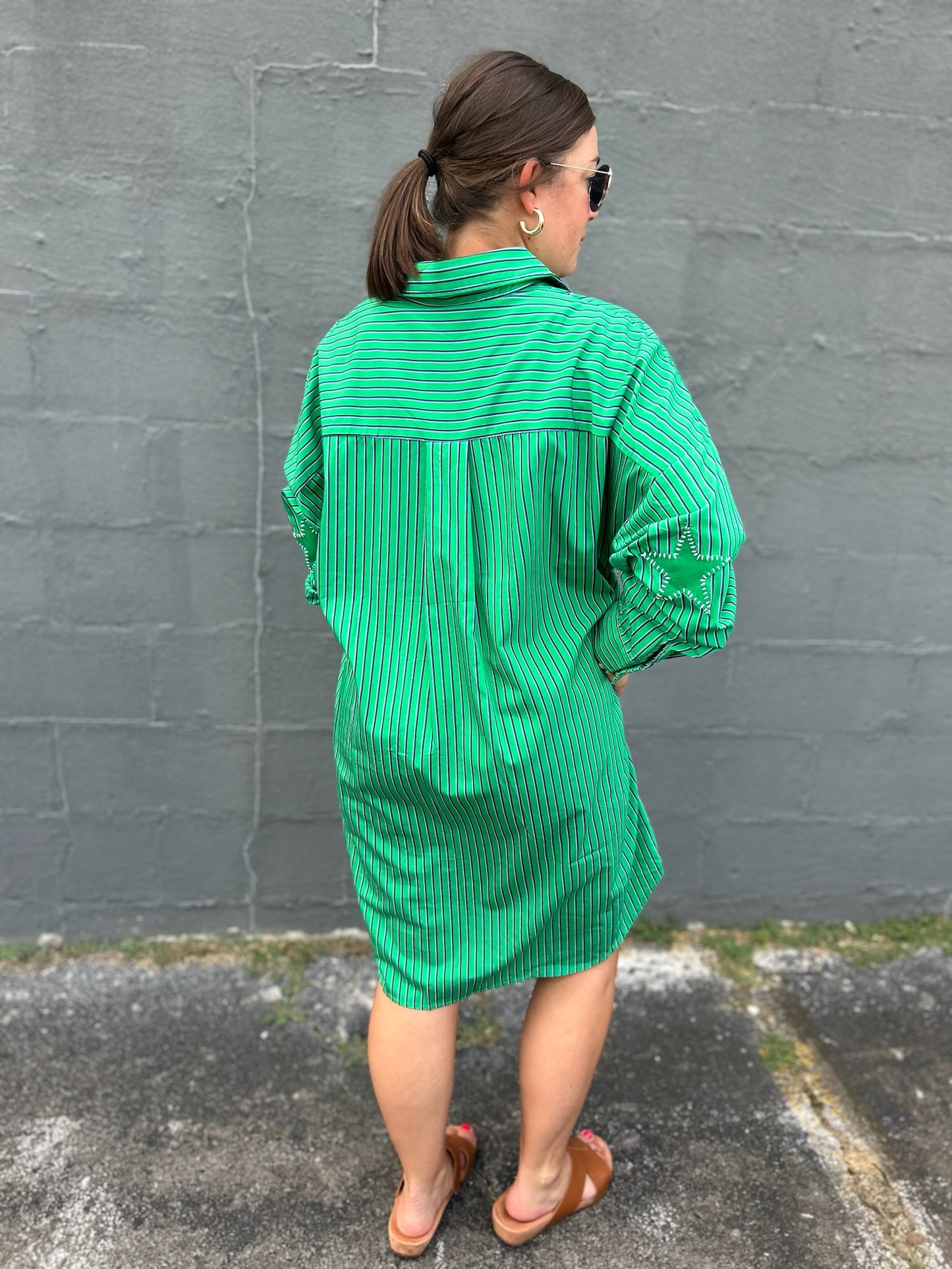 PREPPY DRESS FALL STRIPE - Green