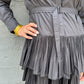 Black Long Sleeve Ruffle Button Down