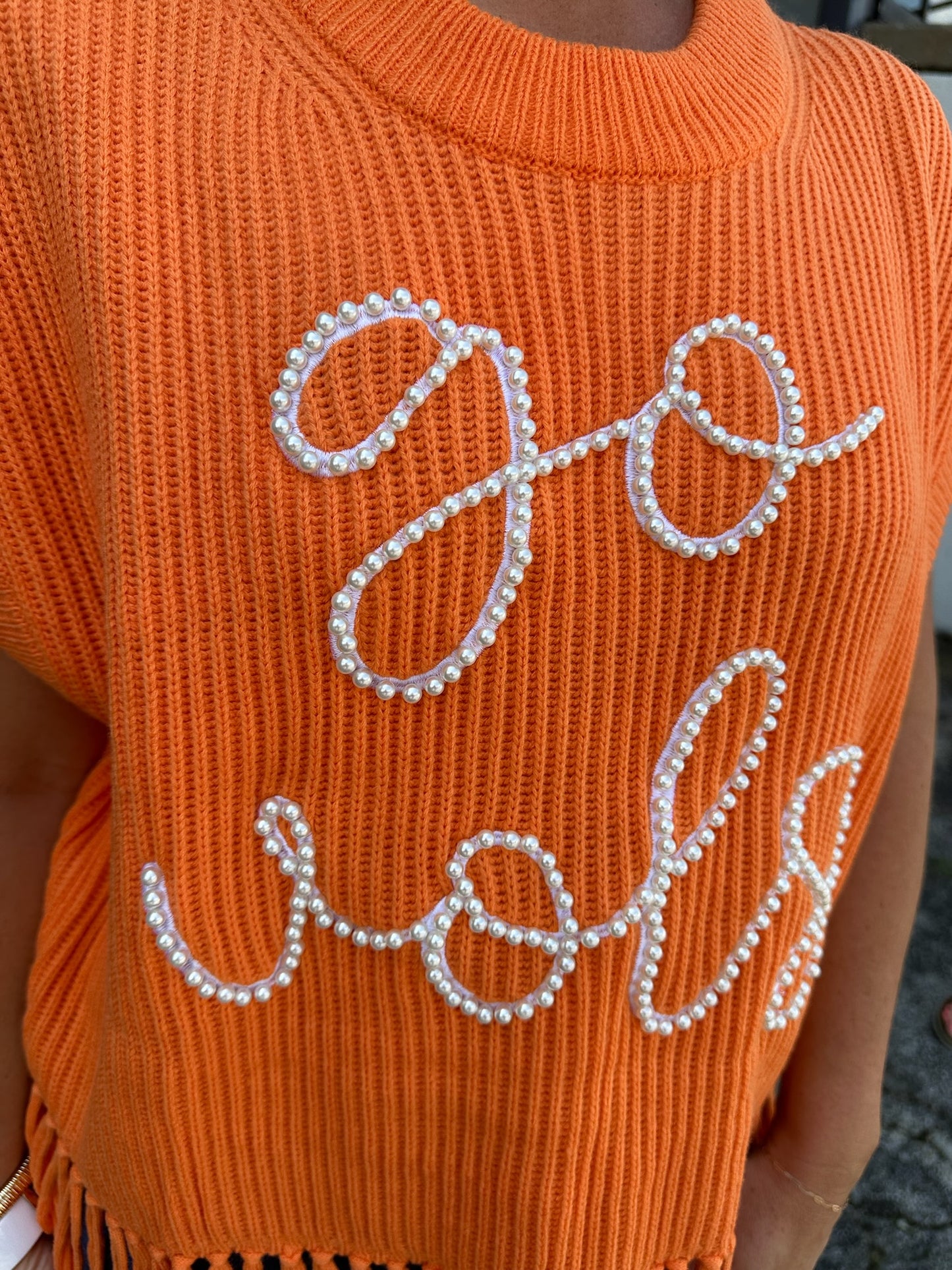 LICENSED-ORANGE GO VOLS FRINGE SWEATER VEST