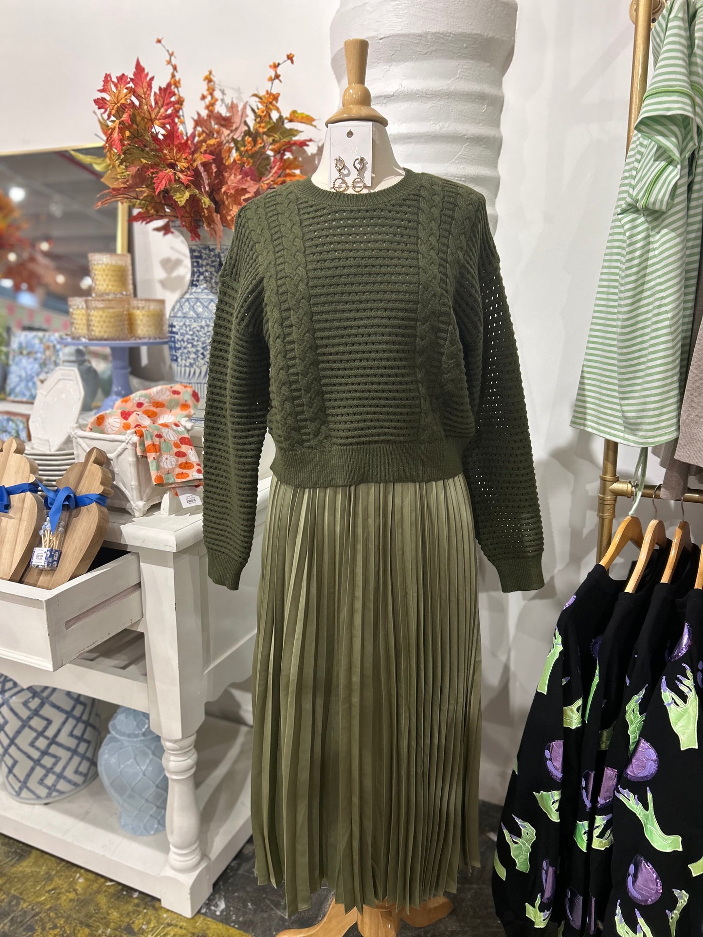 Olive Sweater Dress Set