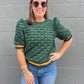 Quilted Knit Top: Green