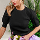 Crew Neck Puff Sleeve Knitted Sweater