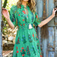 Green Floral Tiered Maxi Dress