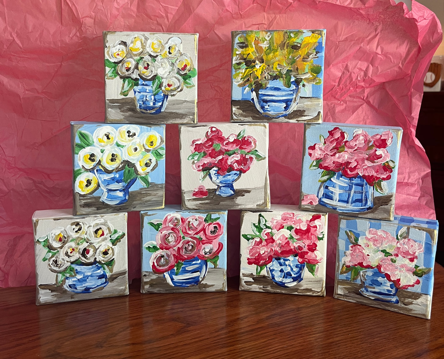 Abstract Floral Canvas Block - Assorted