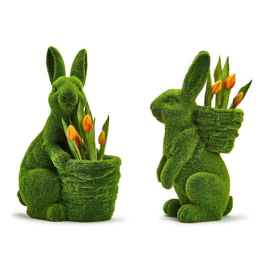Hoppy Easter Faux Moss Easter Bunny Basket - 2 Styles
