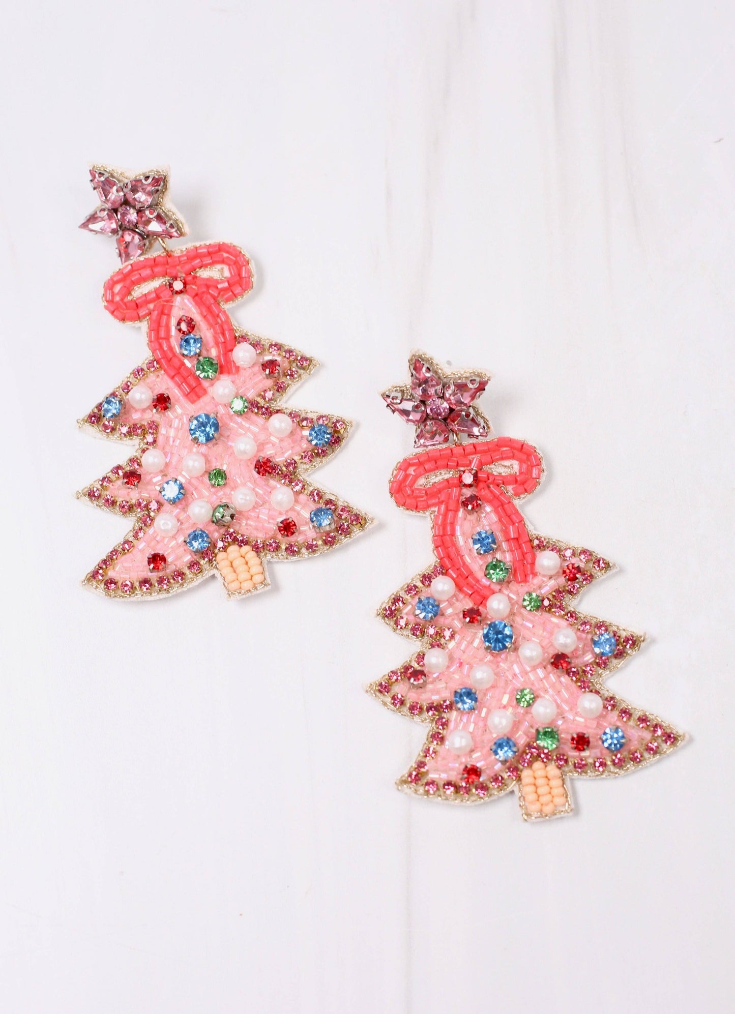 Trim the Tree Earring: Pink