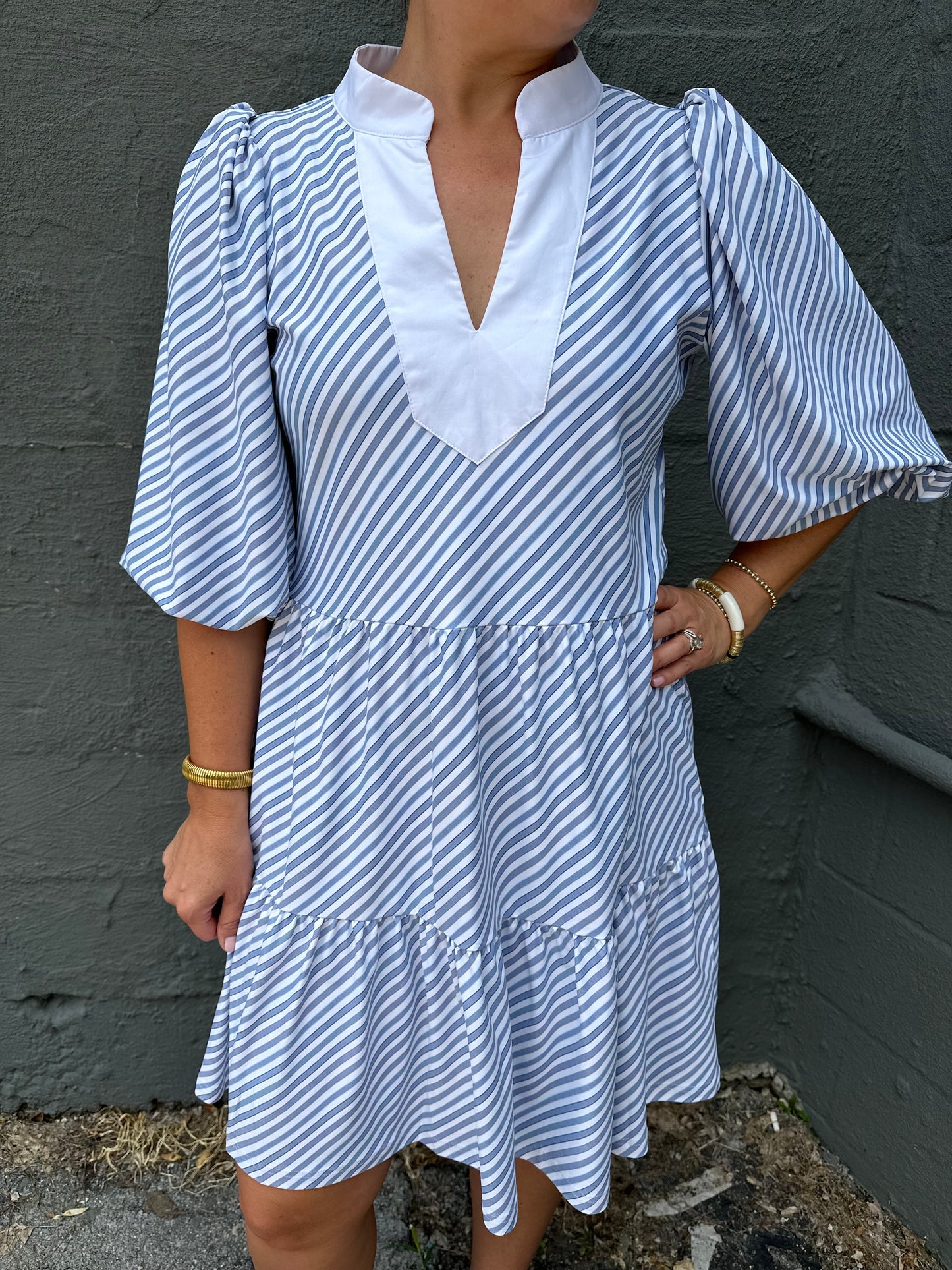 The Tory Dress - Chambray Stripe