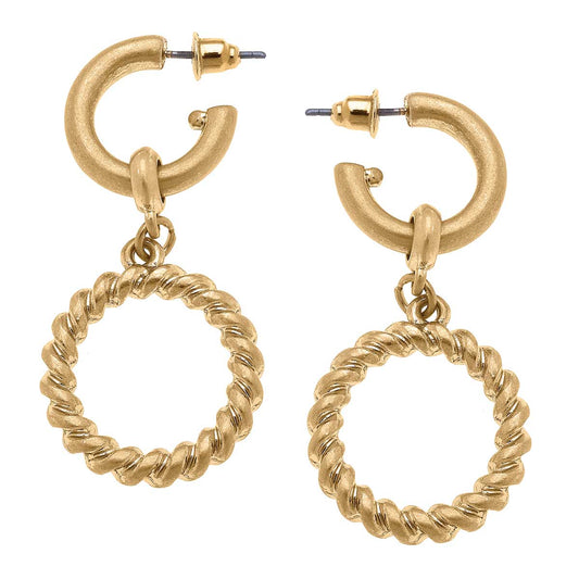 Tatum Twisted Drop Hoop Earrings