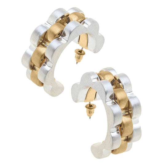 Carter Hoop Earrings in Satin Two Tone