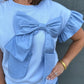 Baby Blue Ribbon Ruffle Sleeve Top