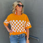 Short Sleeve Checkered Game Day Top