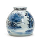 11" BLUE AND WHITE SQUAT COVERED GINGER JAR - Water Lily