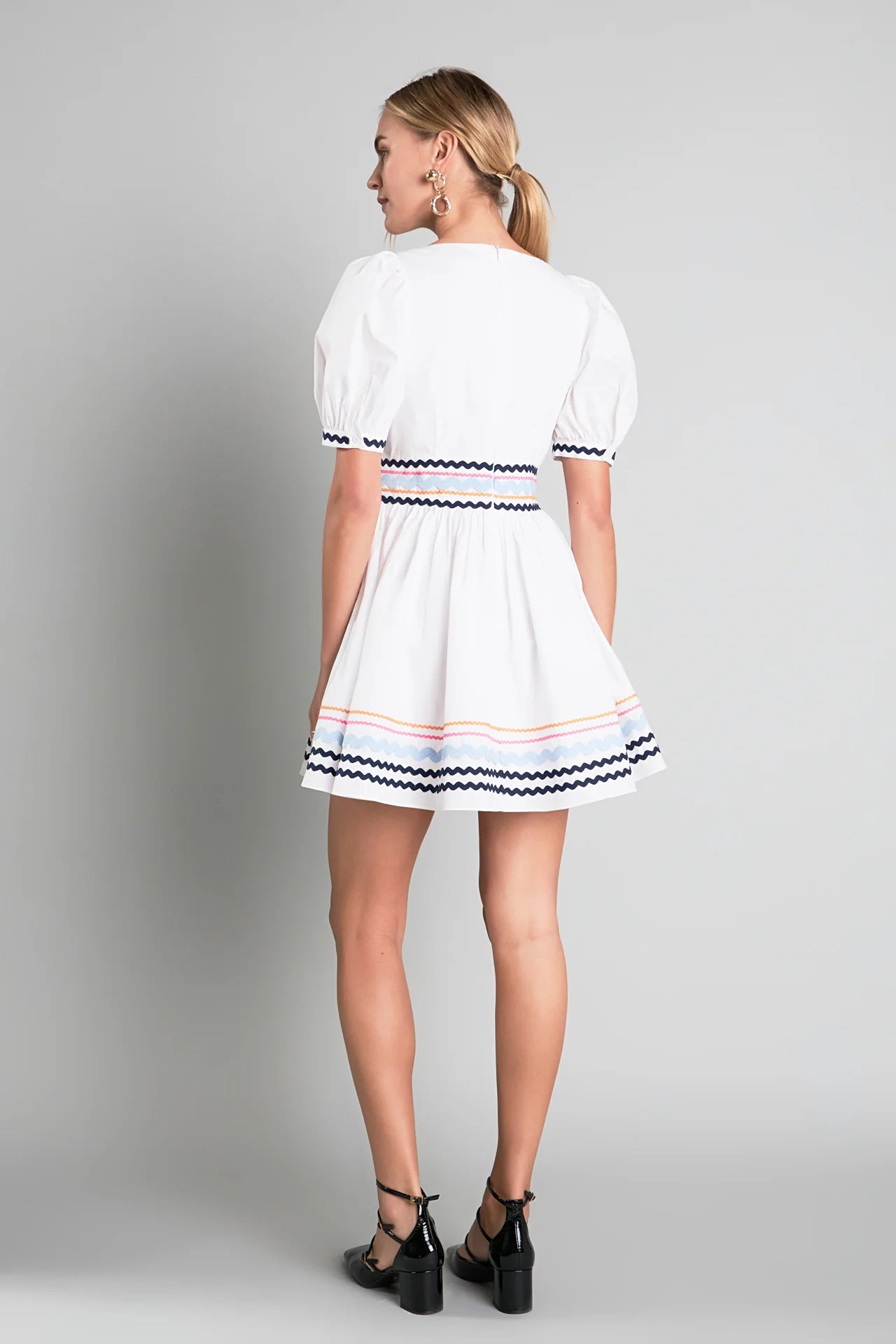 Poplin Mini Dress with Ric Rac Trim