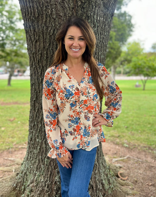 Floral Button Down Blouse