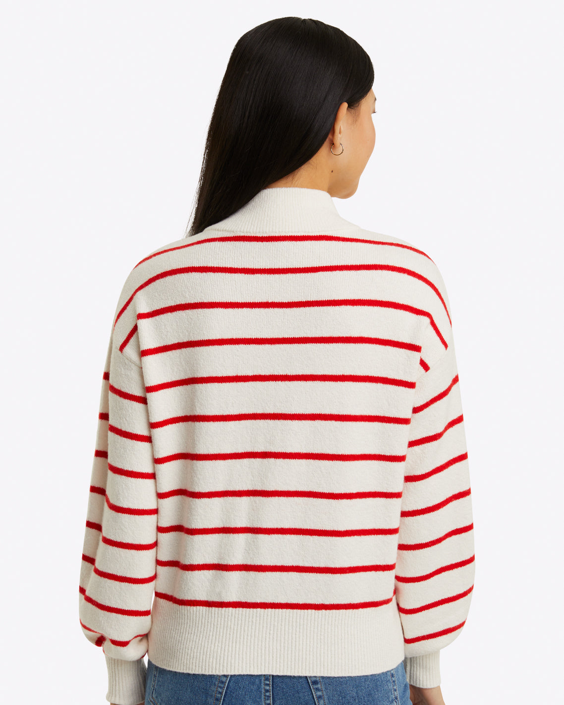 Striped Quarter Zip Sweater in Mariner Stripe