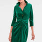 Twist & Shout Dress - Green Silky Velvet