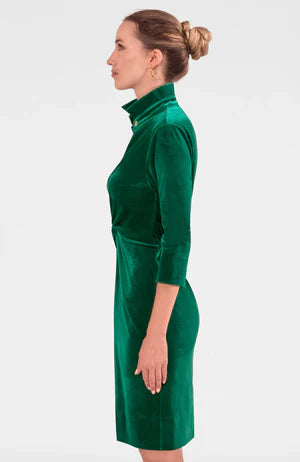 Twist & Shout Dress - Green Silky Velvet