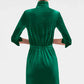 Twist & Shout Dress - Green Silky Velvet