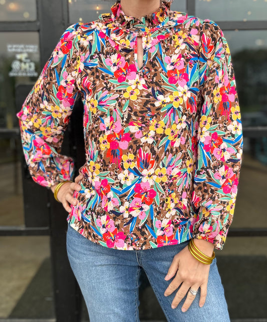 THML Light Weight Floral Long Sleeve Blouse