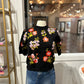 THML Short Sleeve Floral Knit Sweater Top