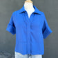 THML Blue Cropped Button Down Blouse