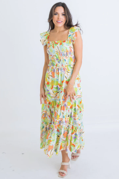 The Senorita Multi Floral Linen Maxi Dress by KARLIE