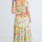 Multi Floral Linen Maxi Dress