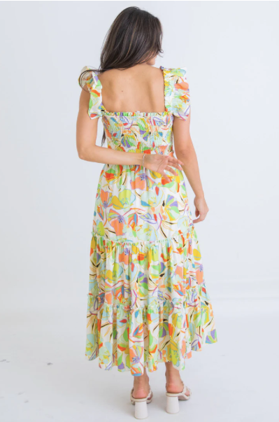 Multi Floral Linen Maxi Dress