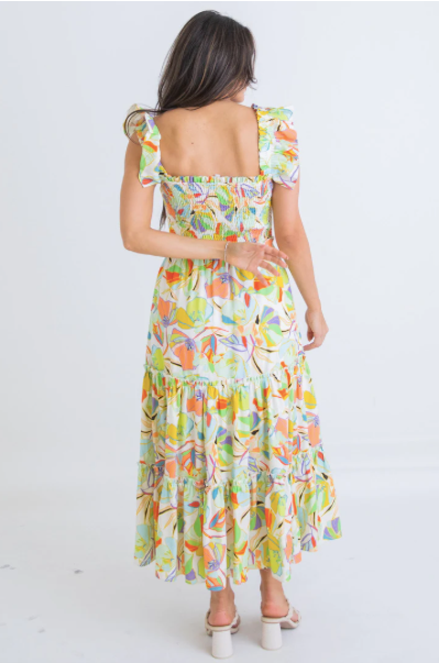 The Senorita Multi Floral Linen Maxi Dress by KARLIE