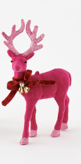 9" Flocked Deer - Pink