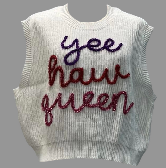 White Yea Haw Queen Sweater